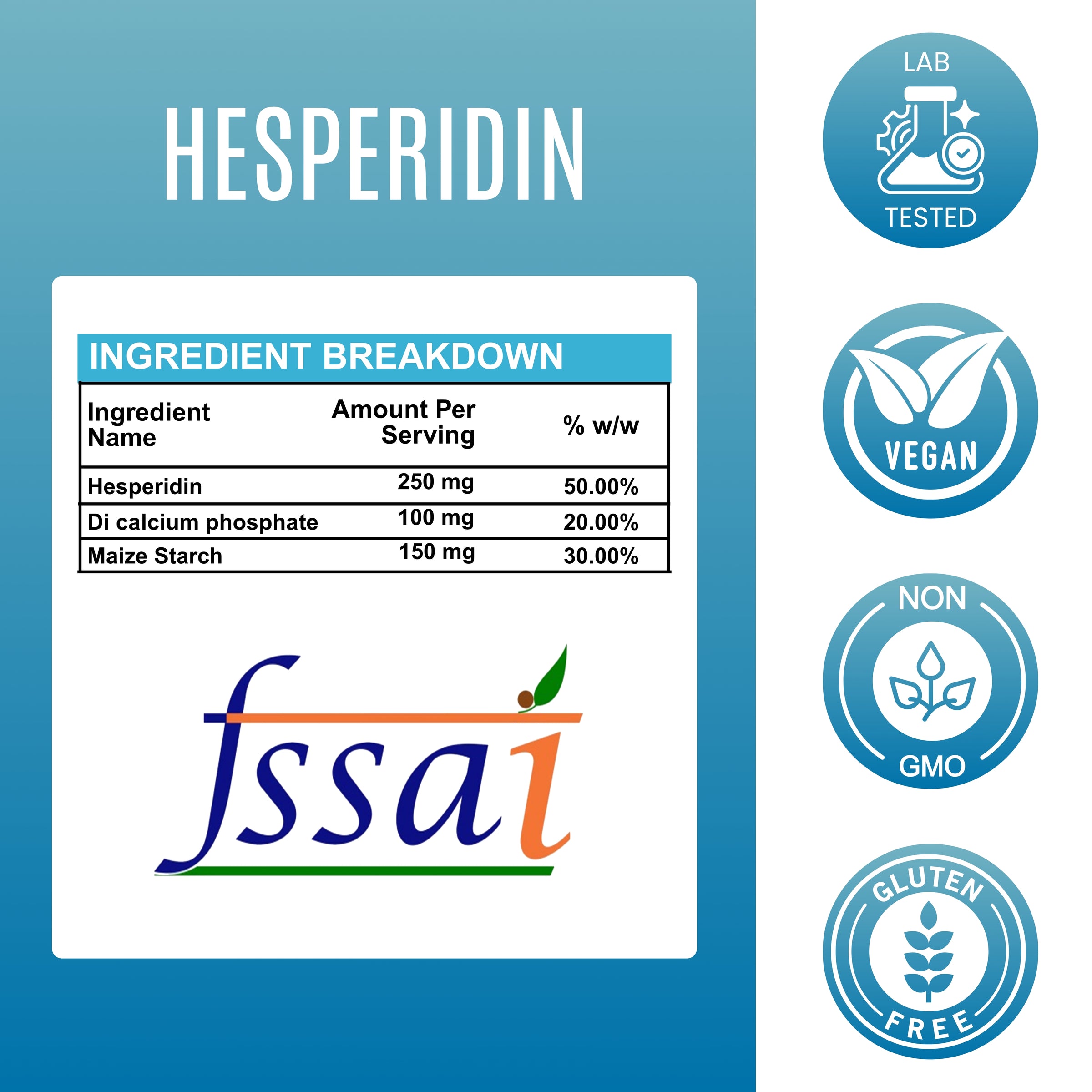 Hesperidin Capsules 500 mg – Circulation & Heart Health Support