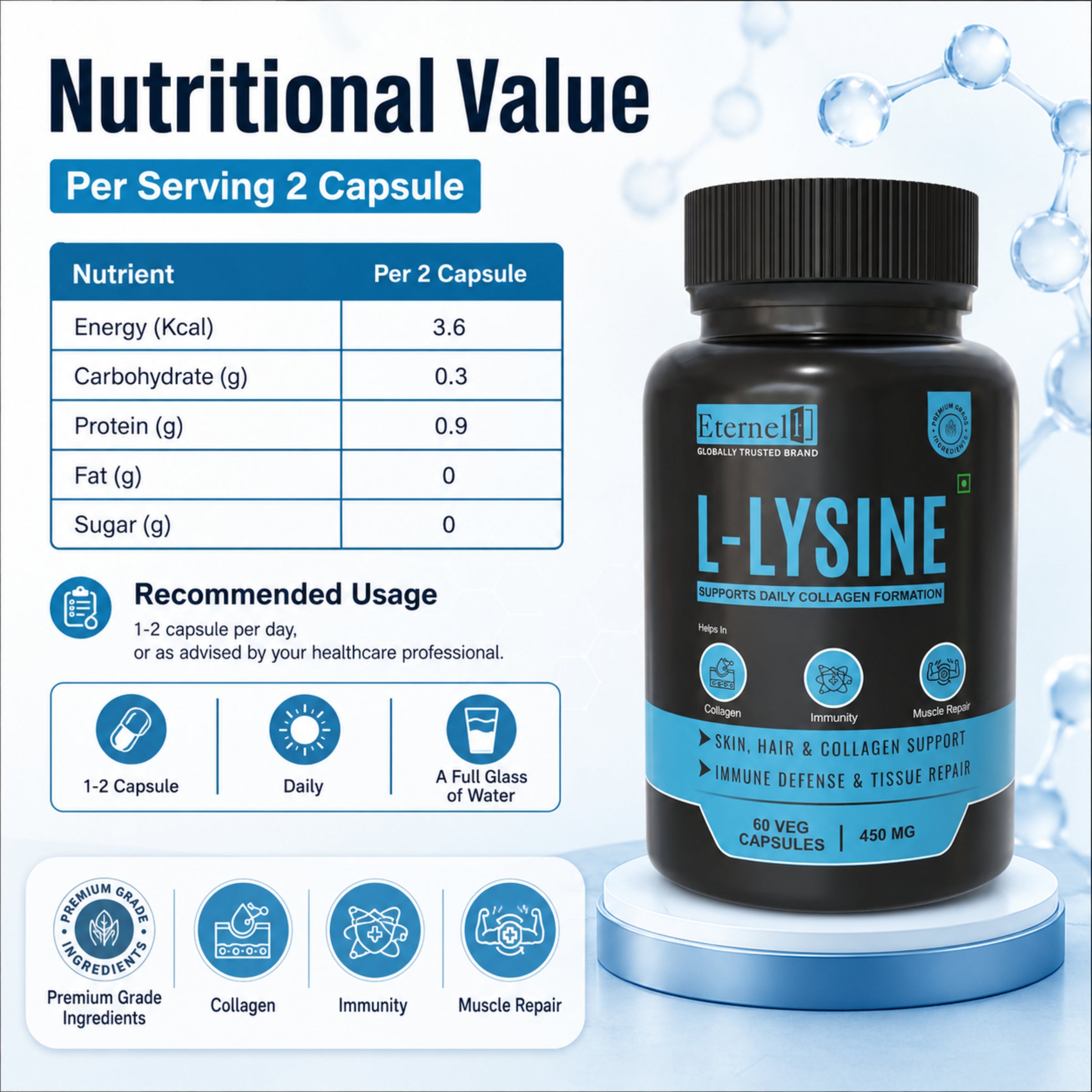 L-LYSINE - 500mg Capsules
