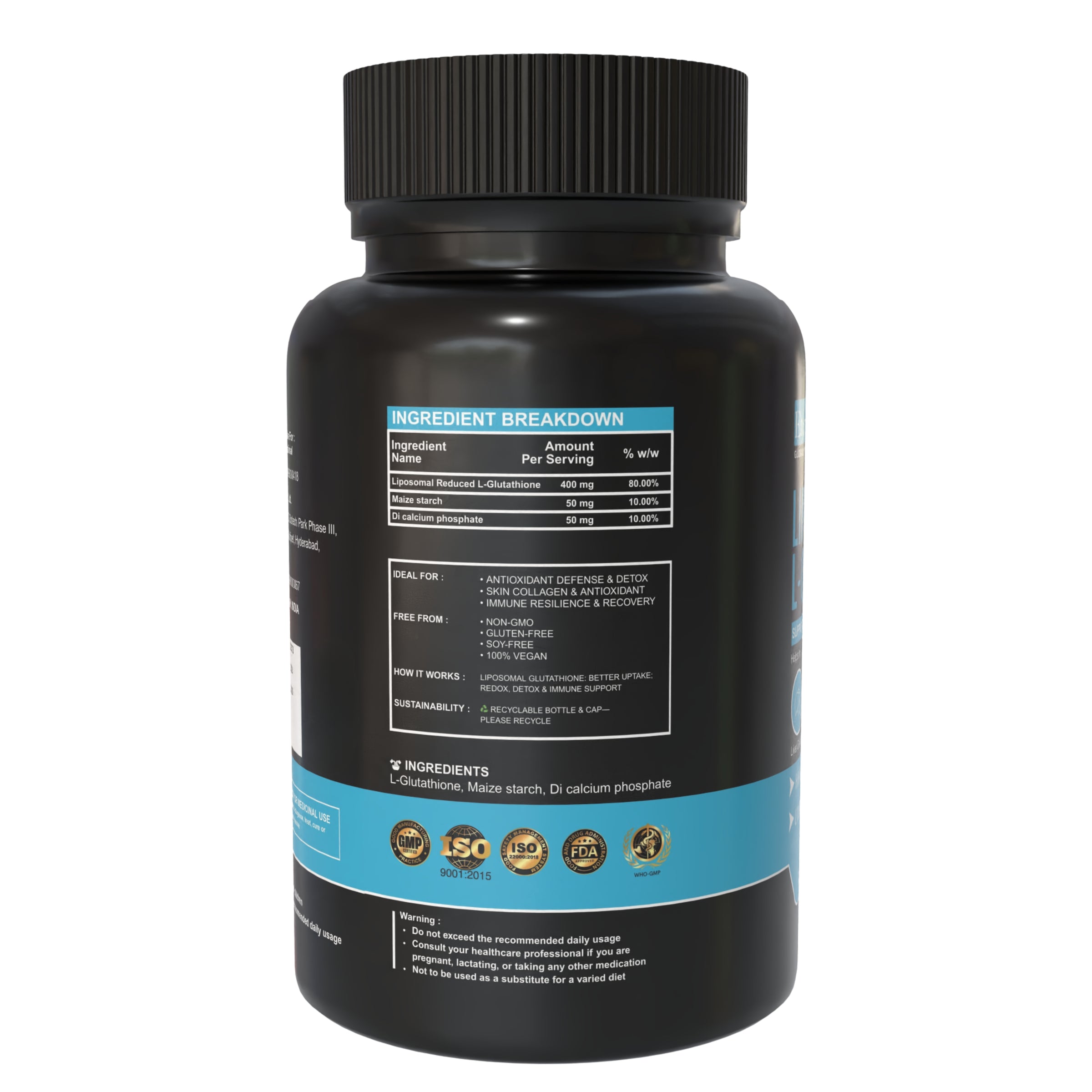 Liposomal L-Glutathione-500 mg Skin Brightening & Detox Support